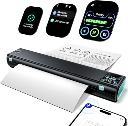 Phomemo M08D Touchscreen Mobiler Drucker, Bluetooth Thermodrucker A4, Rechnungen, Reisedrucker, Mini Tragbarer Drucker Kompatibel mit Phone, Monochromer Nur Thermopapie(M08F Upgrade)