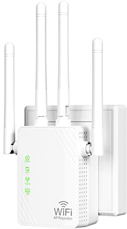 Amplificador de señal Extensor inalámbrico para hasta 5000 pies Cuadrados y 55 Dispositivos, Amplificador de Gran Alcance y Puerto Ethernet, Punto de Acceso, configuración de 1 botón, Compatible con