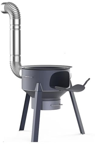 Wood Burning Stove for Outdoor Cooking - Detachable Camp Stove with Grill Rack & Chimney Pipe - Large Rocket Stove for Backyard BBQ