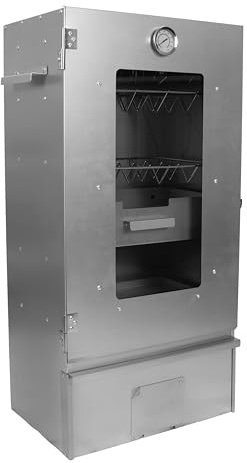 Grafner XL Räucherofen mit 3 Etagen, Sichtfenster und Thermometer, legierter Stahl, 12x Haken, Räucherschrank zum Heißräuchern und Kalträuchern, Smoker für Fisch Fleisch Käse Gemüse