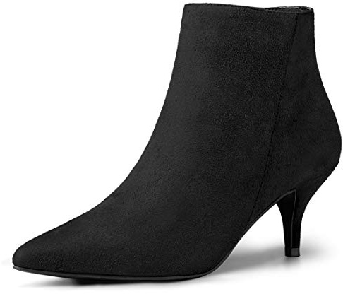 Allegra K Damen Stiefeletten mit spitzer Zehe und Reißverschluss mit Kätzchenabsatz Schwarz 36