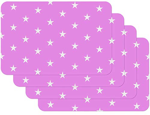 Tovagliette stampate Stelle fucsia, Tovagliette da Tavola, tovaglietta, Tovaglietta per sala da pranzo, a prova di cibo, 4 pezzi, 30 x 450 cm, Venilia 59048
