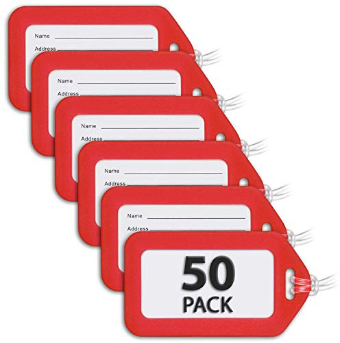 Mifflin Luggage Tags (Red, 50 PK), Bag Tag for Baggage, Suitcase Tags Bulk