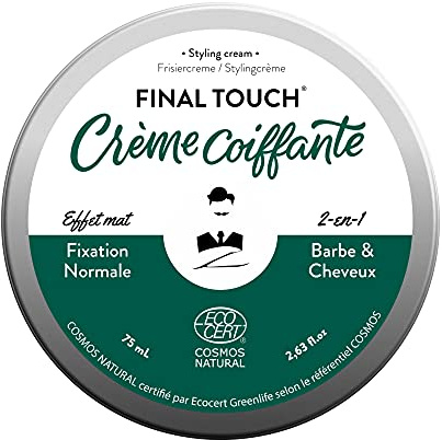 Monsieur BARBIER Stylingkräm för hår och skägg för män, 75 ml | Normal fixering, matt effekt. Jojoba- och solrosvax. 100% naturligt, veganskt, Ecocert/Cosmos-certifierat.