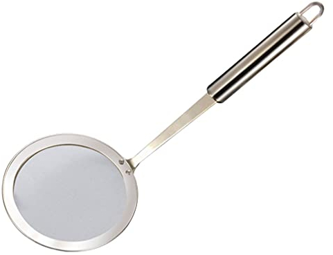 Lurrose Stainless Steel Fat Skimmer Spoon Fine Mesh Food Strainer Cooking Oil Sieve Colander Grease Strainer Ladle for Kitchen Frying Hot Pot 14CM