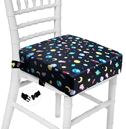 Taeku Sitzerhöhung Stuhl, Cartoon Tragbares Boostersitze mit 2 Sicherheits Schnalle Waschbar Sitzerhöhung für Esstisch (Planet Schwarz)