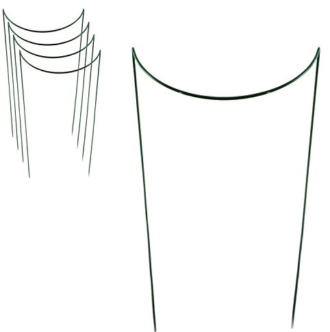 5 STÜCK Pflanzenstütze halbrund - Ø 38 cm - 70 cm hoch - aus 4mm kunststoffummantelten Draht - Für den Garten - Metal - Buschstütze - Staudenstütze - Pflanzbogen Staudenhalter Rankhilfe Pflanzenring