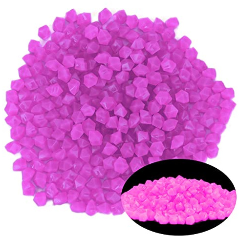 600 PCS Decorative Stones Glow in the Dark Rocks, Garden Pebbles Rocks Luminous Stones Glow Rocks Powered by Light and Solar for Outdoor Decor Walkway Driveway Garden Fish Tank Halloween (Purple)