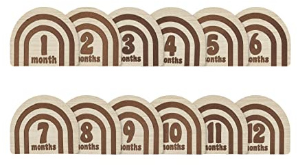Kate & Milo Wooden Milestone Props, Baby Monthly Photo Discs, Newborn Keepsake Photos, New and Expecting Parents Gift, Rainbow