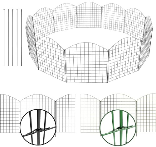 NewHabitat | 5x Teichzaun Steckzaun aus Metall, Anthrazit, 78cm - Erweiterbares Zaunset für Garten, Teich, Pool und Tiergehege - Anthrazit