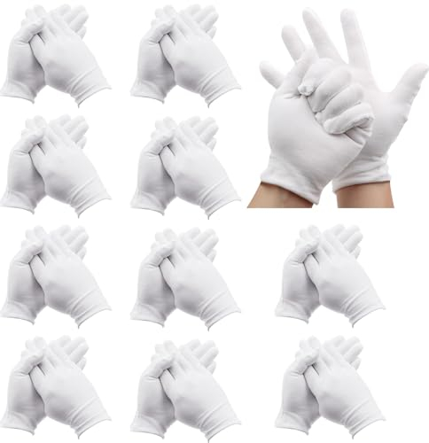 ZYKORT 11 Paia Guanti Cotone Bianchi, Guanti Idratanti in Cotone Bianco Riutilizzabili, Adatto per la Cura delle Mani, Ispezione dei Gioielli, Dermatiti, Eczema, Lavoro Quotidiano