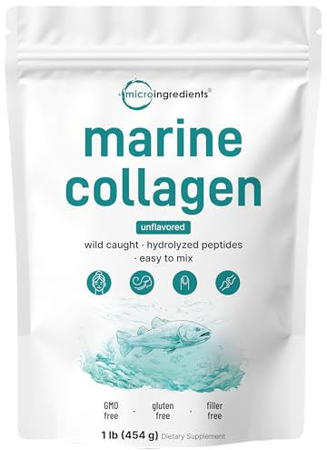 Micro Ingredients Marine Collagen Protein Powder, 1 Pound | Wild Caught Fish Source | Hydrolyzed Peptides | Unflavored, Keto, & Paleo Friendly | Easy to Mix, Non-GMO