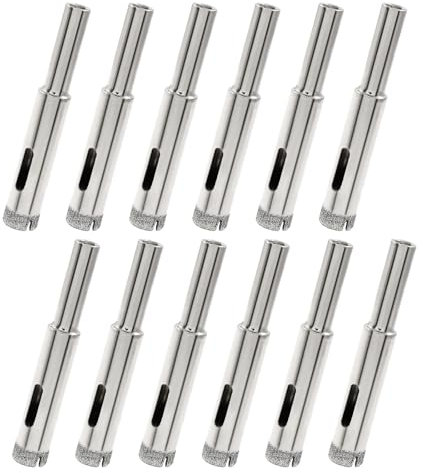 Cjueiom Juego de 12 brocas de diamante de 5/16 pulgadas de 8 mm, juego de brocas de sierra perforadora de vidrio, brocas con punta de diamante para azulejos de cerámica, porcelana, mármol, granito y
