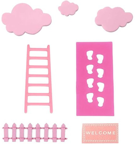 Nuyhgtr Kit de maison de fée de Noël, décoration d'empreinte de nain de Noël, accessoires de jardin féérique en bois, décoration de maison de fée de Noël avec empreintes de nain, échelle et clôture