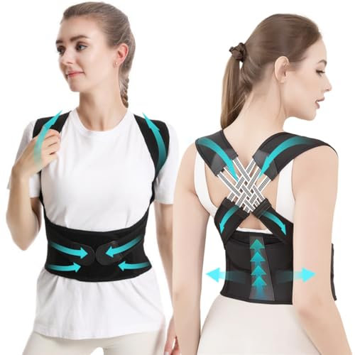 GGUFAY Correttore Postura, Fascia Posturale Spalle e Schiena Traspirante, Postura Schiena Uomo Donna, Regolabile Cintura di Correzione Della Postura, Schiena Dritta, Tutore Posturale (L)