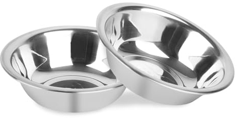 ZUFECY 2-Pack Cat Bowls, 5.5'' Stainless Steel Cat Bowl, Pet Food & Water Dishes, Non-Tip and Easy Clean Kitten Bowls for Small Cats, Indoor/Outdoor Use