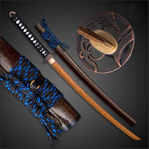 HJHUUA Katana en Bois 丨 Épée de samouraï en wengé Naturel 丨 Bokken Fait Main 丨 Épée d'entraînement en Bois pour Kendo,Cadeau,Exposition,Cosplay,Accessoires - 103 cm
