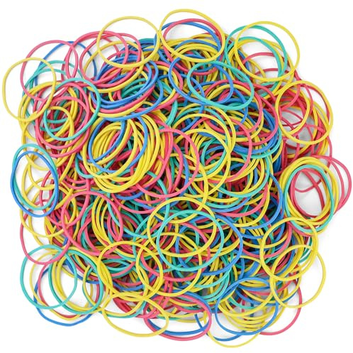 550 elastici colorati, 38 mm, Elastici Ufficio, piccoli anelli in gomma per la casa, l'ufficio, la scuola (4 colori)