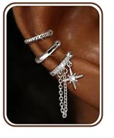 MILACOLATO 3 Stück Ear Cuff Gold Silber Fake Piercing Ohrringe Ohrclips Damen Ohne Ohrlöcher CZ Wrap Funkelnde Runde Huggie Clip Ohrringe Fake Helix Knorpel Earcuffs in Geschenkbox-BS