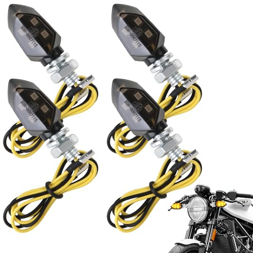 NIRJIK 4 Pezzi Indicatori di Direzione LED Moto 12V con Omologazione E, Mini Frecce Moto 5 LED Omologate E, Luce Indicatore Impermeabile IP65 Universale per Motos, Scooter, Quad, Motocross