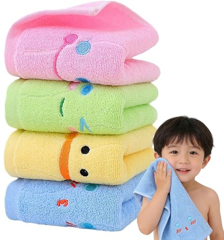 Pynzeka Set di 4 Asciugamani per Il Viso per Bambini Asciugamani per Bambini 25 x 50 cm