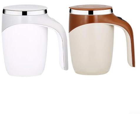 WheatThrive Automatic Stirring Cup, Stainless Steel Magnetic Self-Mixing Portable Coffee Milk Cup for battery Operated(Coffee color)