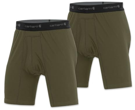 Carhartt Men's MBB125 8 Inch Basic Boxer Brief 2-Pack - Large - Burnt Olive