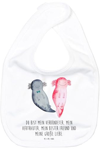 Mr. & Mrs. Panda Organic Babylätzchen Axolotl Freundin - Geschenk, Schwanzlurch, Paar, Lätzchen Baby, Baby Esslätzchen, Babylätzchen Wasserfest,