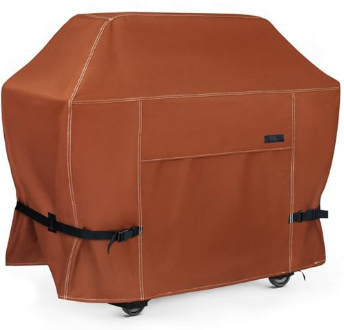 NettyPro BBQ Grill Cover 56 inch Heavy Duty Waterproof Outdoor 2-3 Burners Gas Grill Cover for Outside Weber, Char-Broil, Brinkmann, Nexgrill Barbecue, Brown