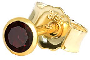 NKlaus Einzel Ohrstecker echt Granat 333 Gelbgold 8 Karat Gold 3mm kleine Ohrring hell 7991