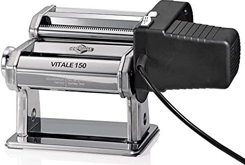 Küchenprofi Elektrische Nudelmaschine VITALE 150 Set | inkl. Motor, 3 Walzen/Aufsätze, Pastaschneider | 2 Geschwindigkeitsstufen | rostfreier Edelstahl | Lasagneplatten, Tagliolini und mehr