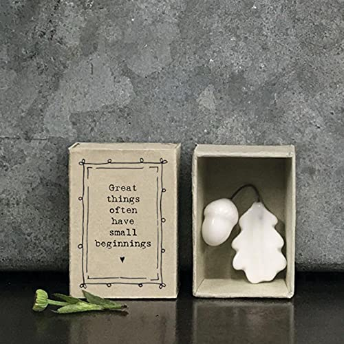 East of India Porcelain Matchbox Acorn Sentimental Ornament Gift | Great Things Often Have Small Beginnings | Porcelain Gift Keepsake, Birthday Gift