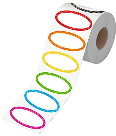 500 Removable Freezer Pantry Canning Labels, 8 Colorful Polka Borders, Water Oil Resistant with Perforation Line for Food Containers Jars Kitchen Restaurant Storage Organization