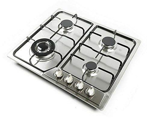 Cuisinière à gaz, 4 feux, en acier inoxydable, encastrable, pour gaz naturel et propane