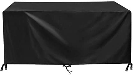 Housse Table de Jardin 160x100x70cm Noir 420D Tissu Oxford Imperméable Résistance Anti-UV Bache Table De Jardin Housses de Protection pour mobilier de Jardin avec Corde et Boucle de Verrouillage