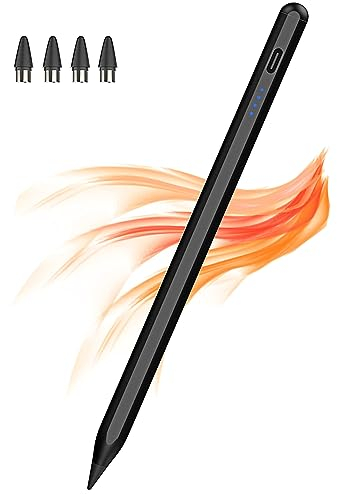 Kenkor iPad Stift for Touch Screen mit Magnetischem Design Typ-C-Aufladung, POM 1,5 mm Feder für Android iOS Tablet Stift Pencil für iPad/Pro/Air/Mini/iPhone/Smartphones und Tablets Geräte (Schwarz)