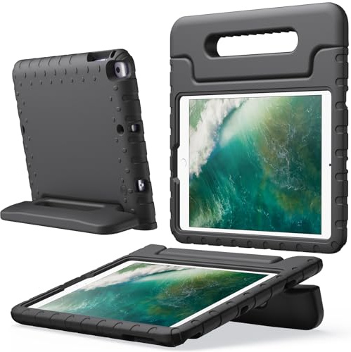 JETech Barnfodral för iPad 6:e/5:e Gen. 9,7, Air 2/1 & Pro 9,7, Svart | För iPad 9,7 (2018/2017), Air 2/1 (2014/2013) & Pro 9,7 (2016), med Handtagsstativ, Stötskyddad, Barnvänligt Skydd