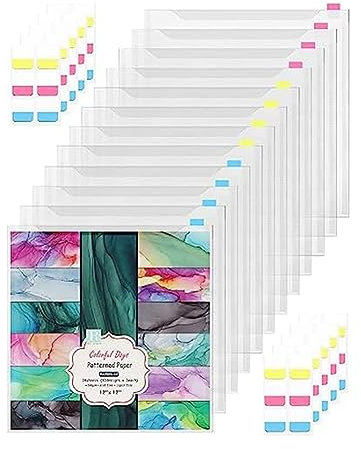 Energetic 12-Teilige Scrapbook-Papier-Aufbewahrungsbox für Papiere im Format 30,48 X 30,45 cm mit 60 Selbstklebenden Registerreitern, Wasserfest, Einzelne Beladung Von Oben