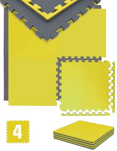 EYEPOWER Trainingsmatte 2cm Extra-Dick: 1m² 4 Große EVA 50x50 Bodenmatten - Bodenschutzmatte 100x100 cm Turnmatte Fitness Sport Matte Fitnessraum Puzzlematte Fitnessmatte Sportmatte Bodenmatte