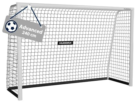 Hudora Portería de Fútbol Avanzada 120/180/240/300 I para Niños/Jóvenes & Adultos I Ideal para Jardín I Impermeable & Estable para Entrenamiento de Fútbol con Red de Malla Fina