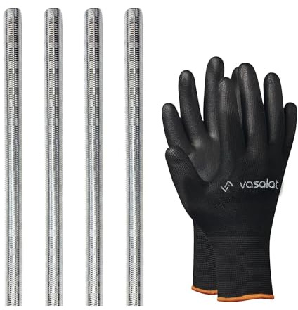 vasalat gängstång M6 1 000 mm galvaniserat set, hållfasthetsklass 8,8 – gängstång med yttre gänga DIN 976 – högkvalitativ metallstång med gänga – 4 stycken