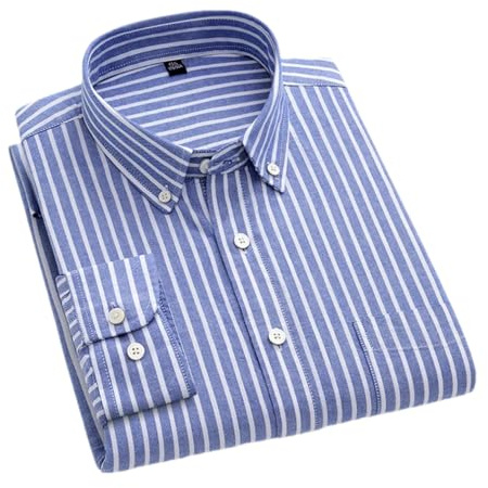 Adhdyuud, Camicia da uomo in 100% cotone Oxford, primaverile, casual, per ufficio, vestibilità regolare, manica lunga, L