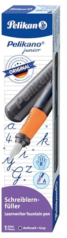 Pelikan Pelikano Junior Schulfüller für Rechtshänder in Anthrazit, mit Anfänger Feder A, 1 Stück