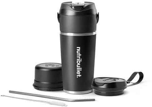 NutriBullet Frullatore portatile Flip con tazza isolata, nero, NBPB50350AK, US