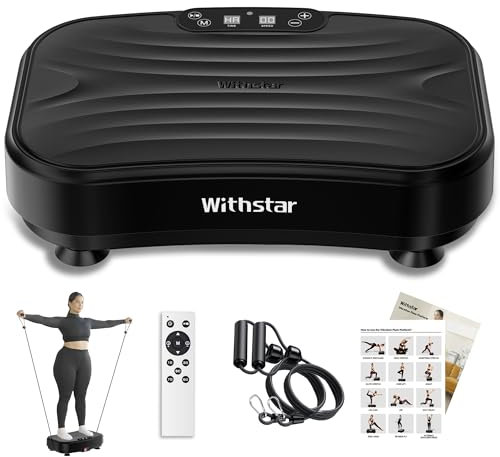 WITHSTAR Vibration Plate Exercise Machine, Power Waver Vibration Plate Platform for Lymphatic Drainage Whole Body Vibration Plate Machine Helps Weight Loss Shaping Toning 330lbs (Black)