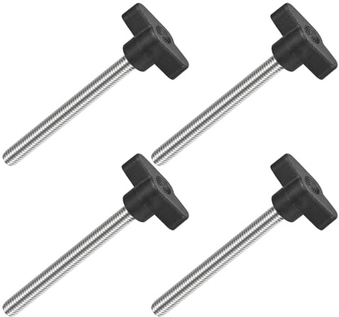 QUARKZMAN 4 Stück T-Flügelschraube mit Griffen Rändelschrauben, M8 x 90mm Männliche Schraube Knopf 304 Edelstahl Rändelschraube Daumenschrauben-Griff 36mm Durchmesser, Schwarz