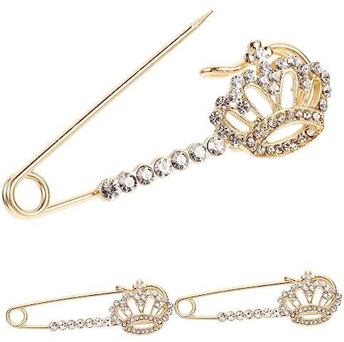 WOFASHPURET Glamouröse Kristallkronen-brosche Gebogene Sicherheitsnadel Für Strickjacke Schal Und Kleidungsdekor