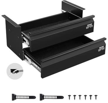 VEVOR Under Desk 2 Layer Slide Out Drawer, 16 inch Under Desk Pull-out Drawer for Home Office Sit Stand Workstation, Black