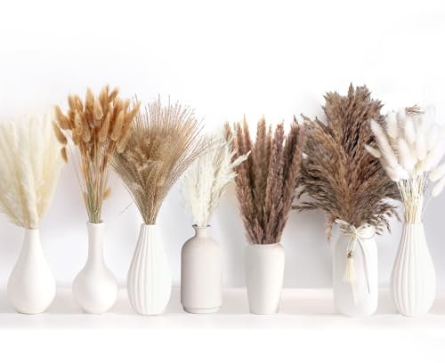 125-Stück getrocknetes Pampasgras Bouquet, Pampasgras mit Bunny-Tails-getrockneten Blumen Boho-Tischdeko,für Hochzeits-Boho-Blumen und Tischdekoration zu Hause