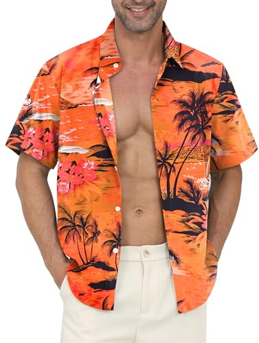 Gavliuu Men's Hawaiian Shirt Short Sleeve Tropical Summer Beach | Wrinkle-resistant, lightweight, quick-drying, for daily wear, vacation and travel
